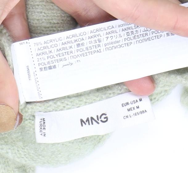 MNG Womens Green Floral Knit Scoop Neck Vest Jumper Top Size M