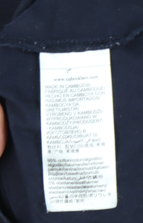 Calvin Klein Jeans Men's Blue XL Slim Fit Logo Long Sleeve T-Shirt