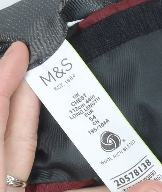 Marks and Spencer Men’s Black 44 Long Wool Blend Blazer Jacket