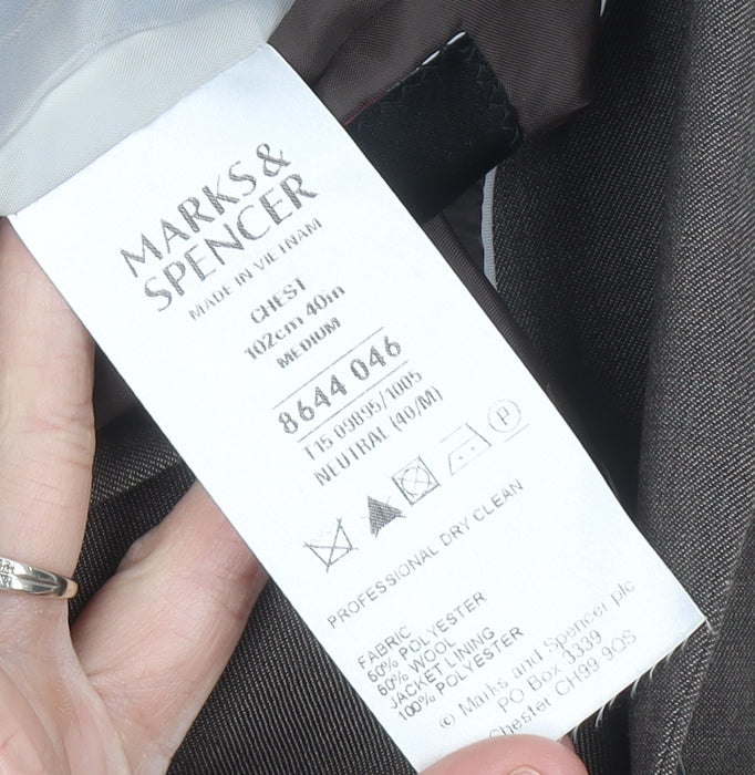 Marks and Spencer Mens Brown Wool Blend Blazer Jacket 40 Chest M