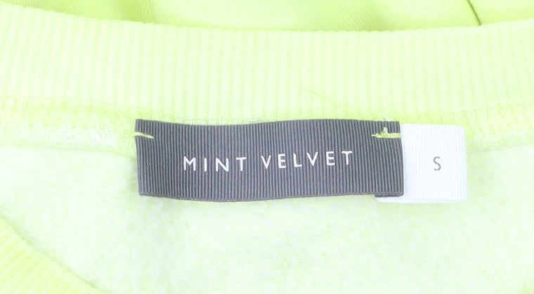 Mint Velvet Women Green Sweatshirt Small Pullover Cotton Blend