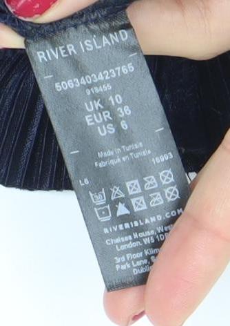 River Island Women’s Blue Puff Sleeve Off Shoulder Blouse Size 10