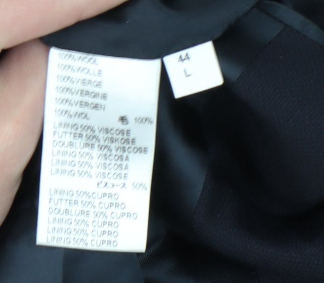 Aquascutum Men’s Black Wool Blazer Jacket 44 L Notch Lapel Classic