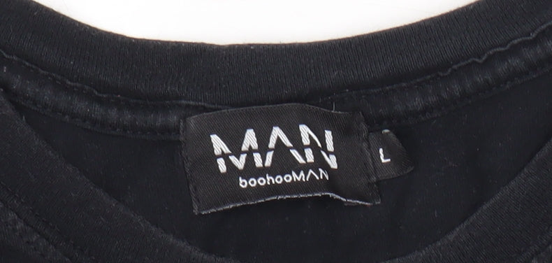 boohooMAN Men's Black L Graphic Print Music T-Shirt