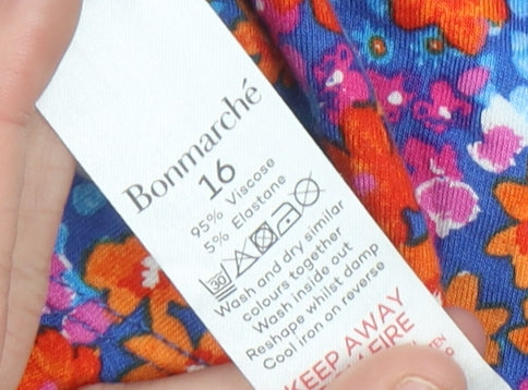 Bonmarché Womens Multicoloured Floral Sleeveless Shift Dress Size 16