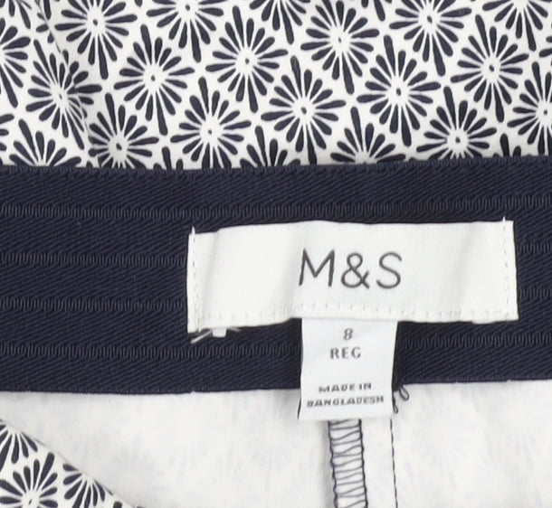 Marks and Spencer Womens Multicoloured Geometric Slim Chino Trousers Size 8