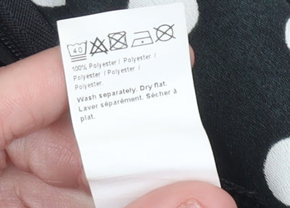 River Island Women’s Black Polka Dot Wide-Leg Petite Trousers Size 12