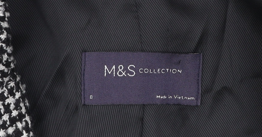 Marks and Spencer Women Black Herringbone Blazer Size 8