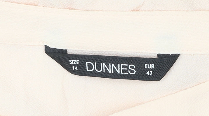 Dunnes Women’s Beige Blouse Size 14 Bow Sleeve 3/4 Lightweight