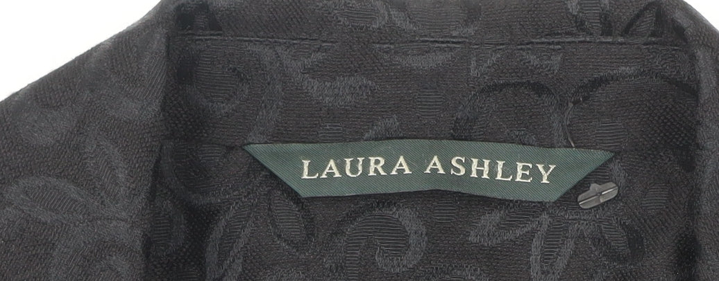 Laura Ashley Womens Black Wool Silk Jacquard Blazer UK 12