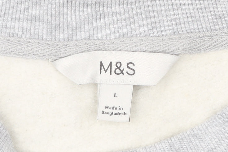 Marks and Spencer Womens Grey L Sweatshirt Pullover Crew Neck Logo