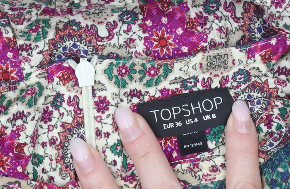 Topshop Women’s Multicoloured Floral Shift Dress UK 8 Short Sleeve