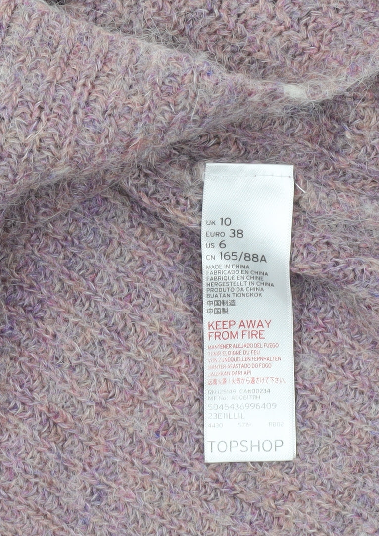Topshop Women’s Purple Mock Neck Chunky Knit Jumper Size 10
