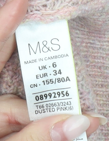 Marks and Spencer Women’s Pink Cable Knit Jumper Size 6
