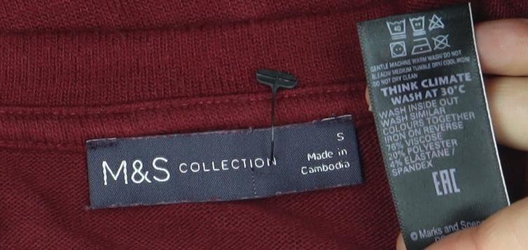 Marks and Spencer Womens Red Basic Short Sleeve T-Shirt S