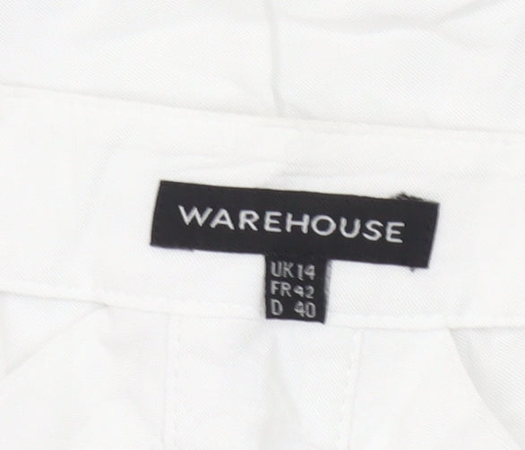 Warehouse Women’s White Sleeveless V-Neck Blouse UK 14