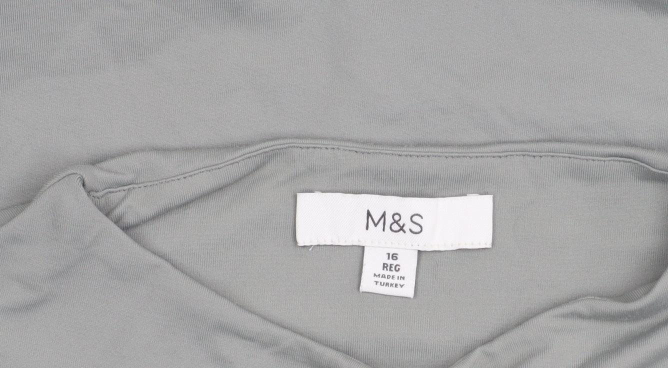 Marks and Spencer Womens Grey Size 16 Mock Neck Sleeveless Tank Top