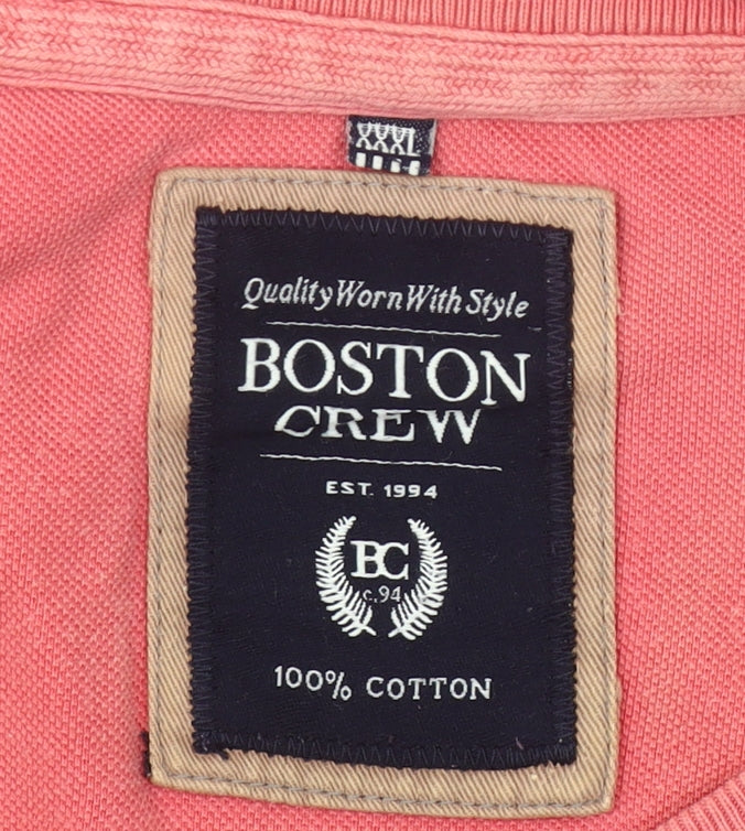 Boston Crew Men’s Pink 3XL Short Sleeve Cotton T-Shirt