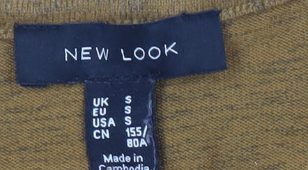 New Look Women’s Brown V-Neck Pullover Jumper Size S 3/4 Sleeve Knit