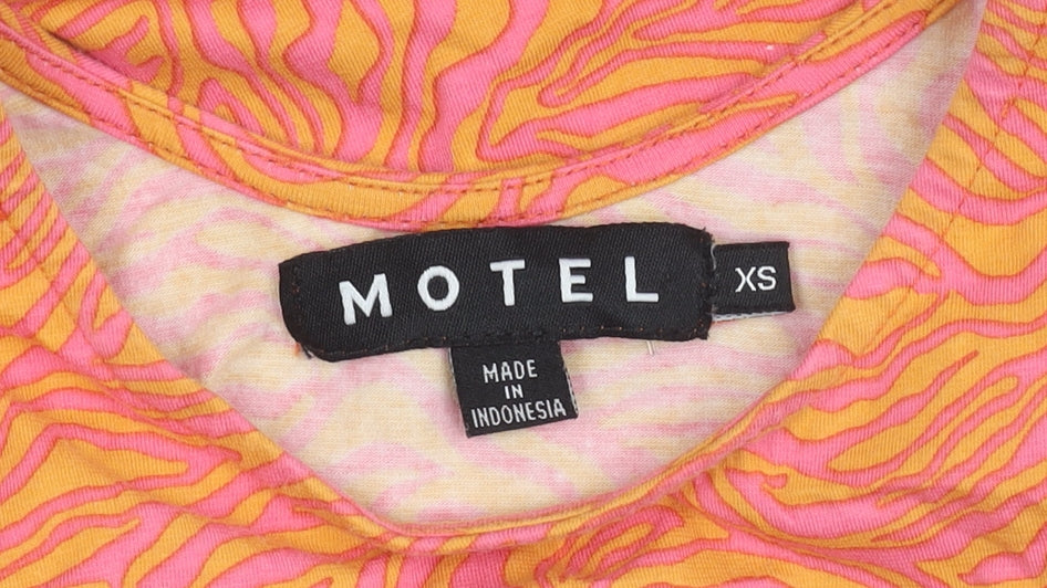 Motel Womens Pink Orange XS Bodycon Mini Dress Sleeveless Scoop Neck