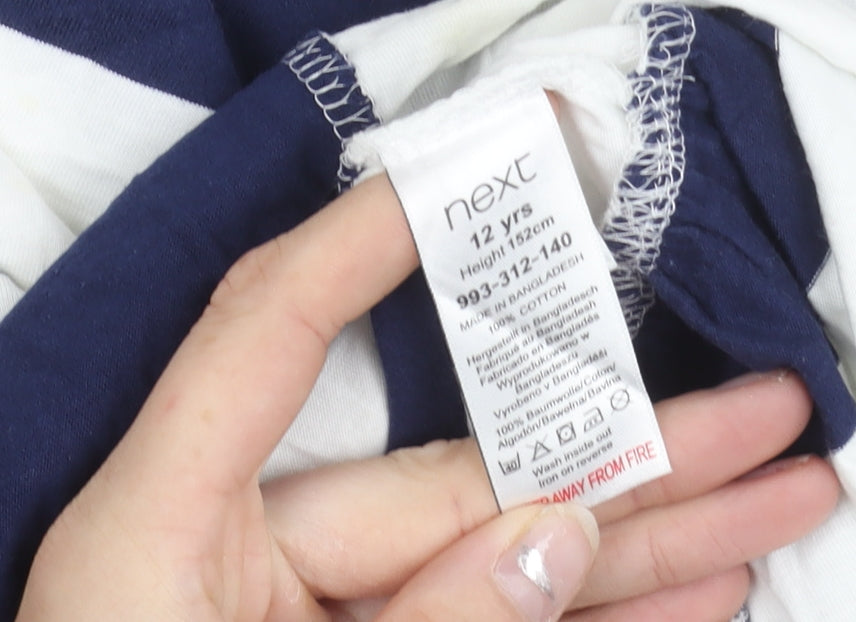 Next Girls Blue White Striped Tank Dress 12 Years Cotton Casual Summer