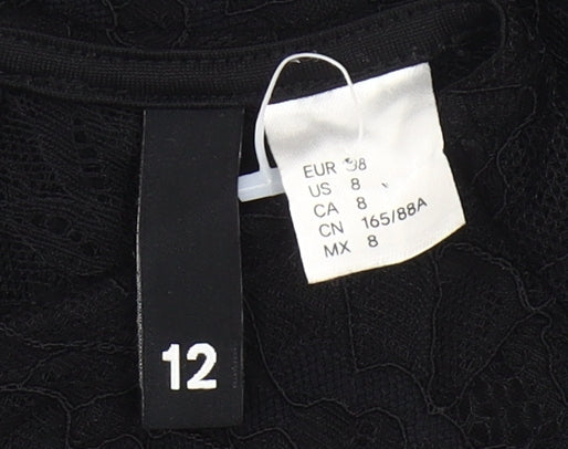 H&M Divided Women’s Black Lace Sheath Dress Size 12 Party Cocktail
