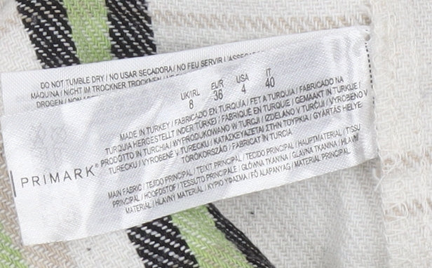 Primark Womens Multicoloured Check Cotton Cropped Jacket Size 8