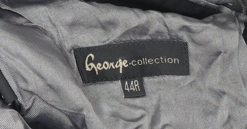 George Collection Men's Black Wool Blazer 44R Regular Fit Jacket