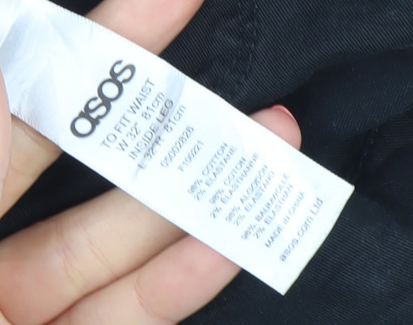 ASOS Womens Black Dungaree Jumpsuit Size 10 Adjustable Straps