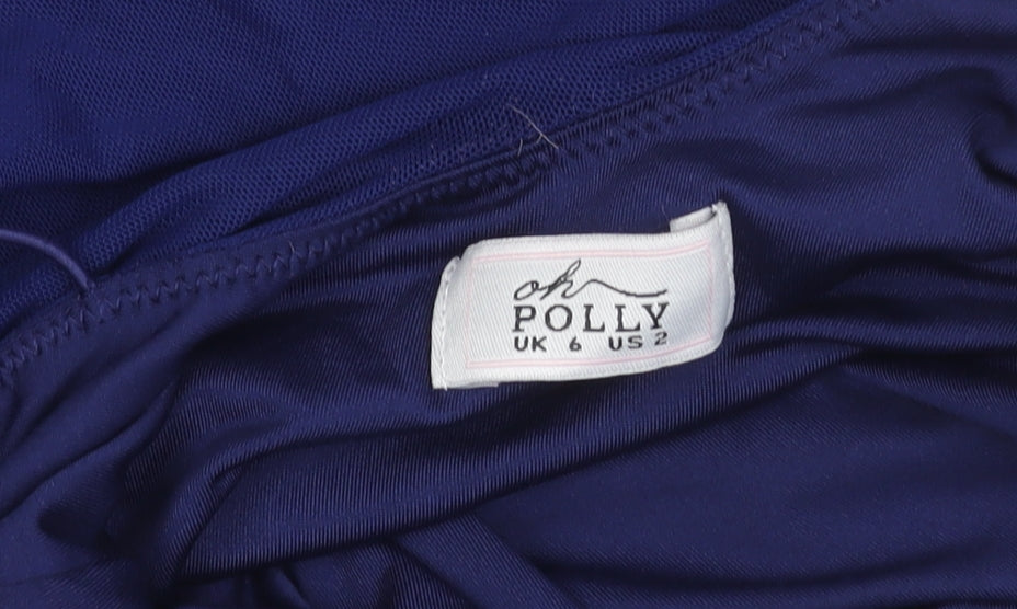 Oh Polly Women’s Blue Ruched Bodycon Party Dress UK 6