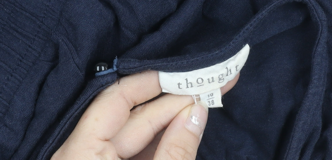 Thought Women’s Blue Jumpsuit Size 10 Wide-Leg Short Sleeve