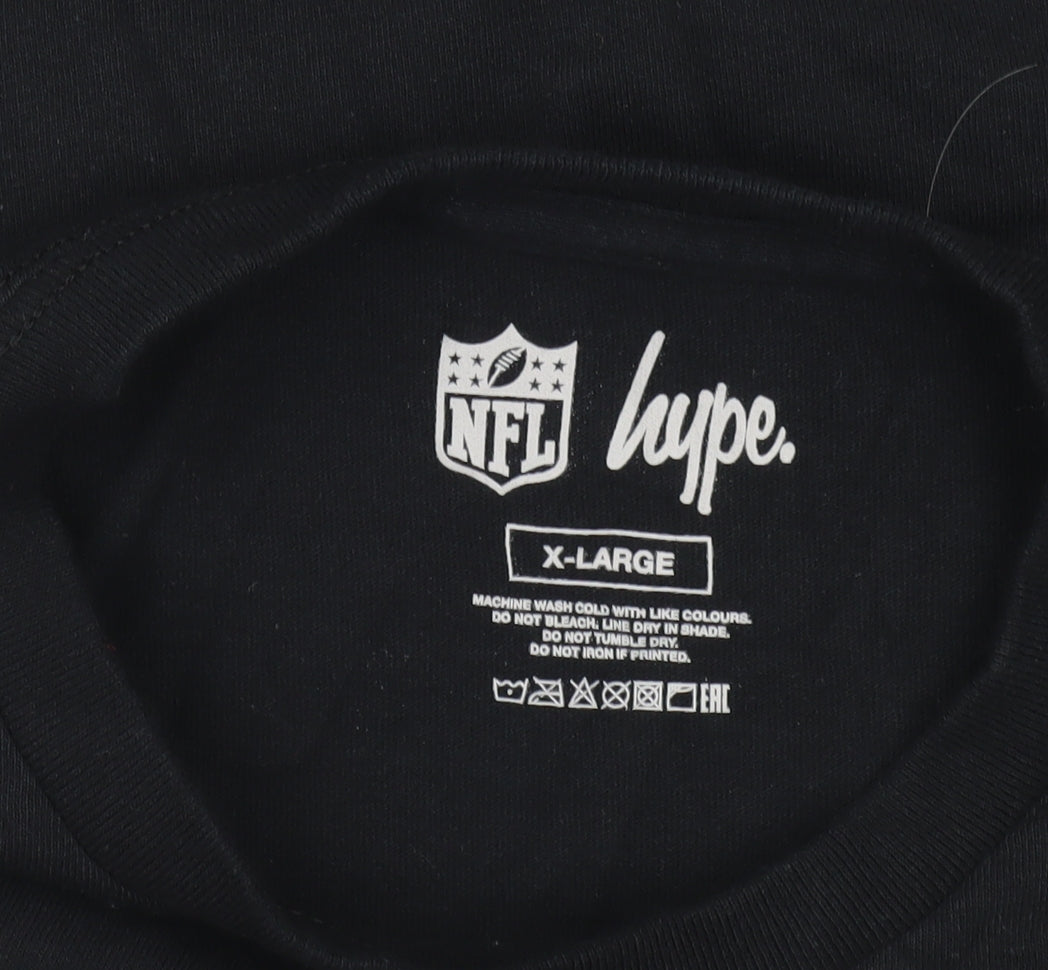 Hype Men’s Black NFL Graphic Print T-Shirt XL Short Sleeve