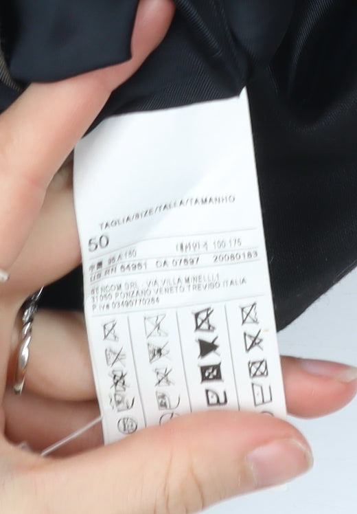 Benetton Mens Black Blazer Jacket Size 50 Chest 40 Two Button Formal