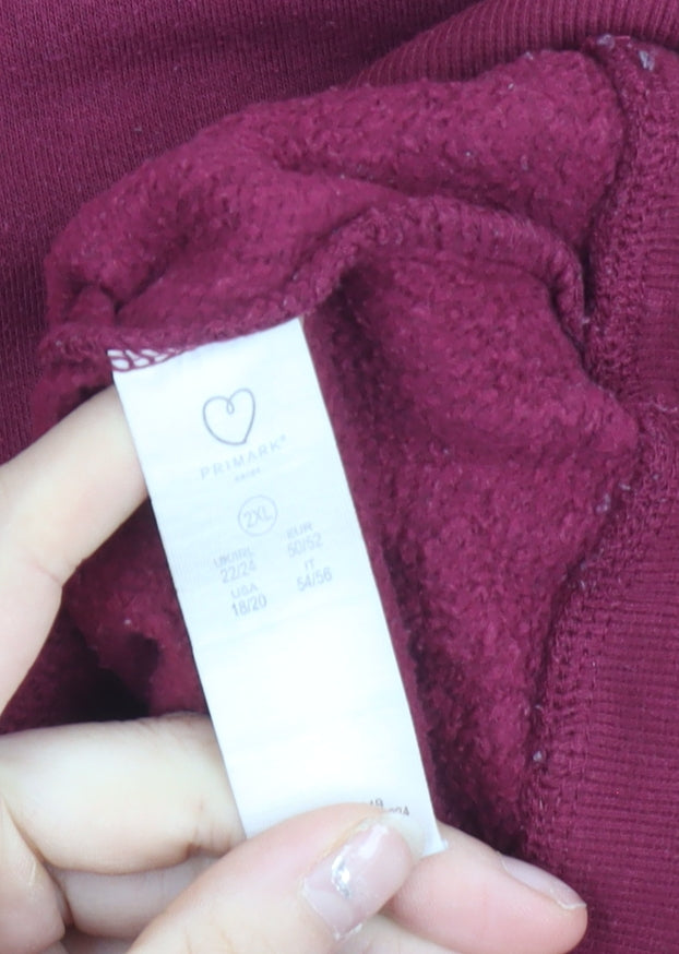 Primark Women’s Plus Size Red Pullover Sweatshirt 22/24 Cotton Blend