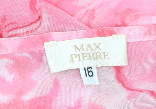 Max Pierre Women’s Pink Floral Wrap Chiffon Blouse UK 16
