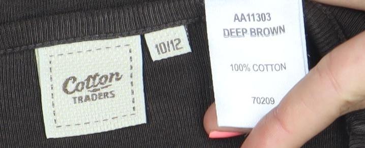 Cotton Traders Womens Brown V-Neck 3/4 Sleeve T-Shirt Size 12