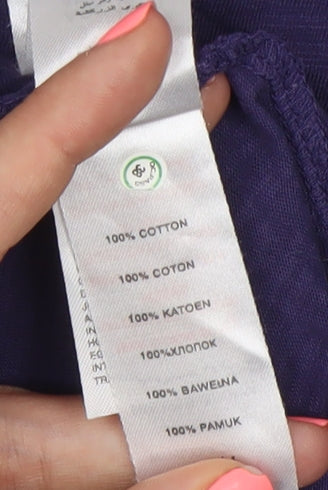 New Look Girls Purple Henley T-Shirt Long Sleeve 12-13 Years 100% Cotton