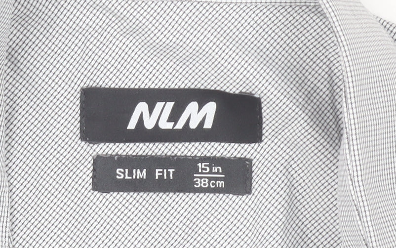 NLM Mens Grey Slim Fit Long Sleeve Dress Shirt 15in 38cm