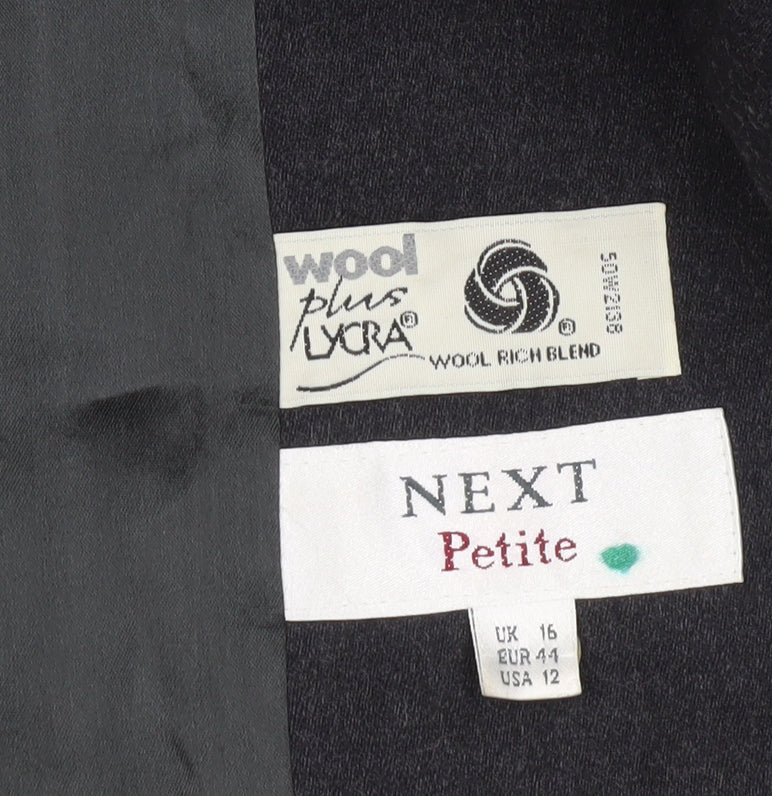 Next Women’s Black Petite Wool Blend Blazer UK 16 Workwear