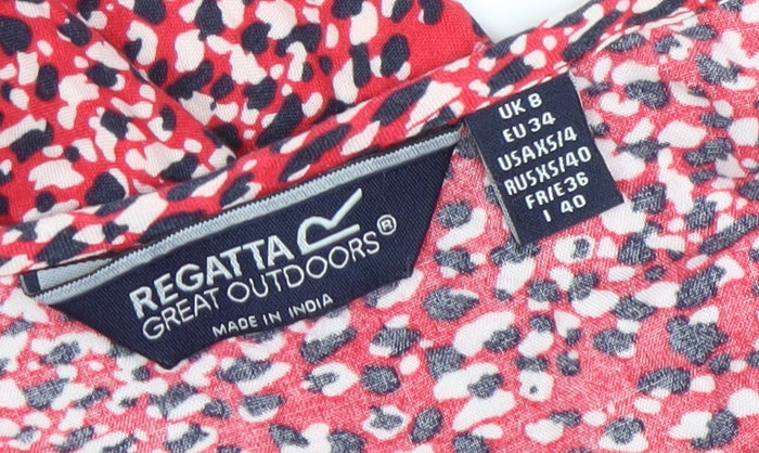Regatta Womens Red Animal Print Midi Shift Dress Size 8