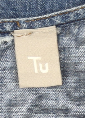 Tu Girls Blue Denim Cotton Shift Dress 12 Years Knee Length Casual