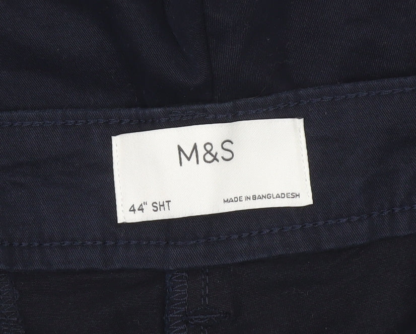 Marks and Spencer Mens Blue Chino Shorts Size 44 Regular Fit