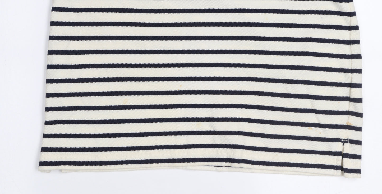 GAP Women’s White Black Striped Shift Dress M Cotton 3/4 Sleeve