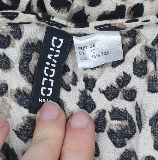 H&M Divided Women’s Beige Leopard Print Viscose Playsuit UK 10