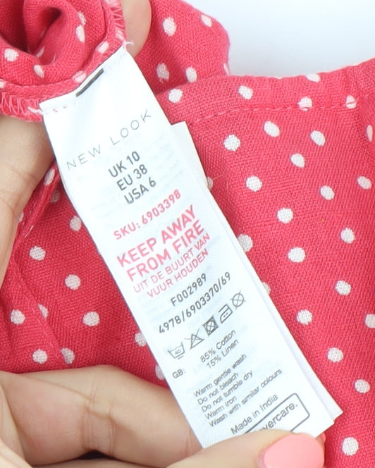 New Look Women’s Pink Polka Dot Jumpsuit Size 10 Sleeveless Wide Leg