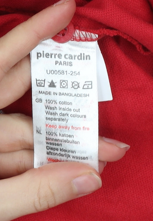 Pierre Cardin Men's Red Cotton Polo Shirt M Regular Fit Casual