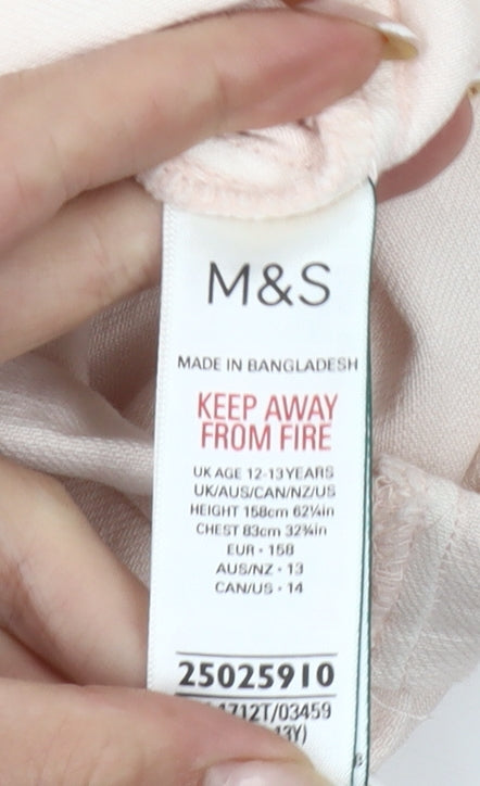 Marks and Spencer Girls Ivory Playsuit 12-13 Years Cotton Blend Zip Casual