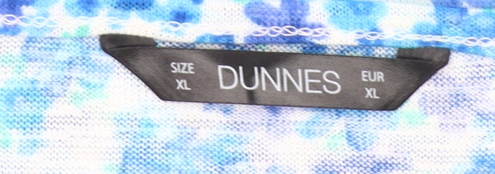 Dunnes Women’s Blue Floral Blouse Top XL Sleeveless V-Neck Summer