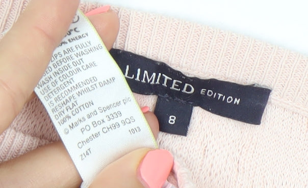 Marks and Spencer Women’s Pink Cotton Jumper Size 8 Pullover Knit