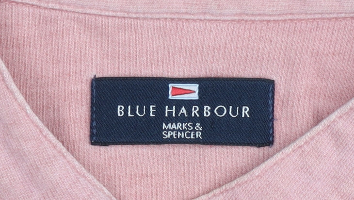 Marks & Spencer Blue Harbour Pink Henley Shirt Tee M Unisex Cotton